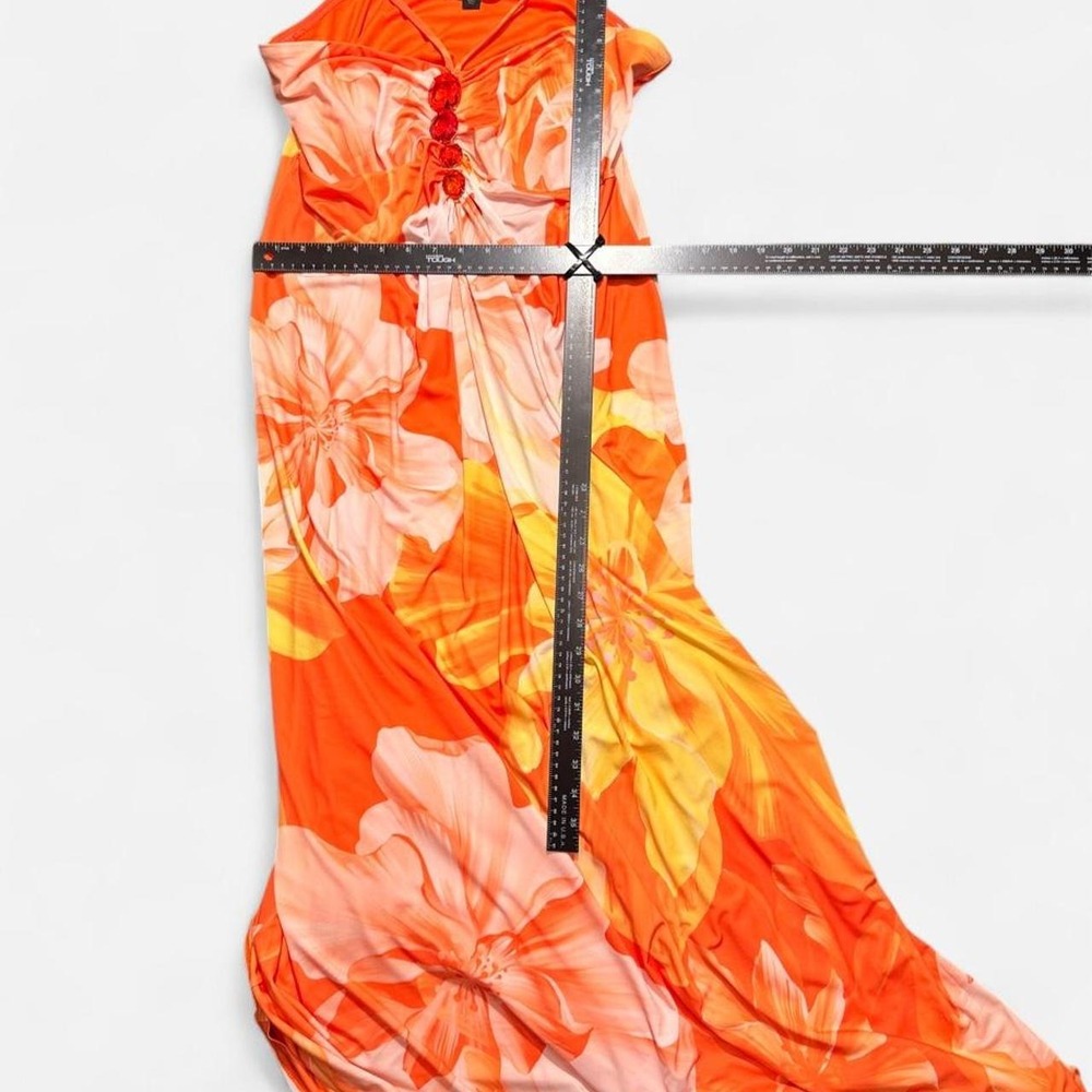 Boston Proper orange maxi dress with faux jewel detail - Picture 5 of 8